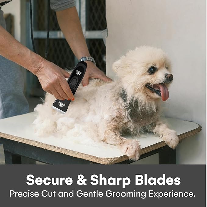 Pet Union Professional Dog Grooming Kit - Cordless Low Noise Dog Clippers for Grooming Thick Coats - All Pet Safe Cat Hair Trimmer - Pet Grooming Kit Includes Dog Hair Clippers, Nail Trimmer & Shears