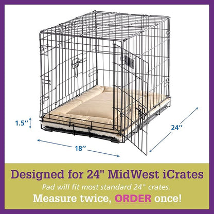 Pet Dreams Dog Crate Pad - Washable Kennel Mat, Crate Pads for Dog Cages, Non-Toxic, Flat Indoor Cat Bed, Fits iCrate 18, 24, 30, 36, 42, 48 Inches (Khaki, Small, 24")