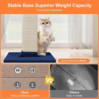 Cat Scratching Post 33 Inch Nature Sisal Scratch Post for Indoor Cats, Large Cat Scratcher Protect Your Furniture, for All Breeds Blue