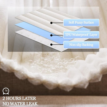Waterproof Couch Cover for Dogs Non-Slip, Fuzzy Soft Pet Couch Covers for Sofa, Pet Friendly Area Rug Dog Bed Covers Washable Sofa Cover Mat (White, 58" x 82" 1 Pack)