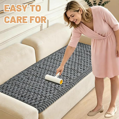 Couch Cover for Dogs Washable,Non Slip Fuzzy Durable Pet Friendly Cozy | Soft Slipcovers for 3 Cushion Sofa Cover,Plush Thick Protector Fits Mat Bed Leather & Fabric Couches (Grey 27.6"x82.7")