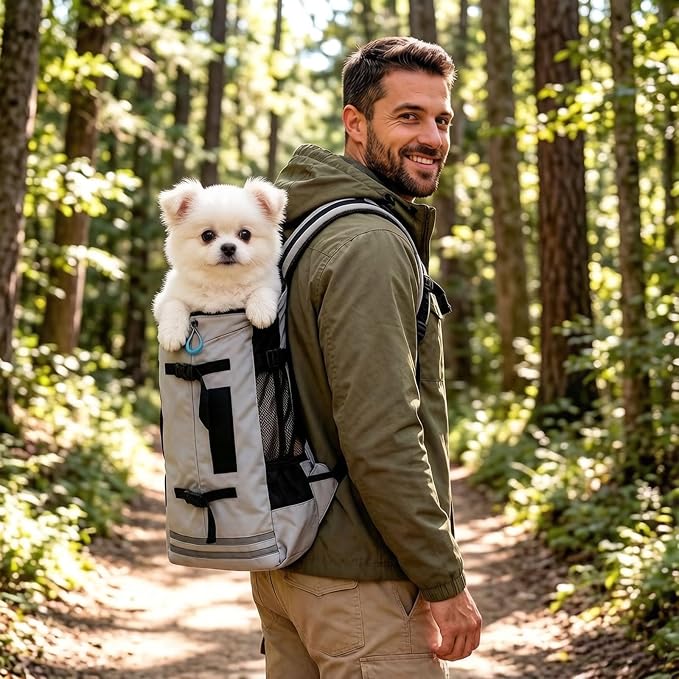 Big Dog Backpack Carrier, Green-L | Extra Large Pet Carrier for 66lbs Dogs, Fully Adjustable Water-Resistant Dog Travel Bag for Hiking Cycling Outdoor Adventures