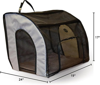 K&H Pet Products Enclosed Dog Car Seat, Travel Safety Carrier for Pets, Dog Travel Car Seat, Soft-Sided Covered Cat Carrier, Washable Pad, Multiple Entrances, Mesh Windows - Medium 24 X 19 X 17in