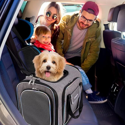Airline Approved Cat Carrier Under Seat, 4-Way Expandable & Collapsible Soft-Sided Pet Carrier with Removable Fleece Pad - TSA Compliant for Cats, 18x11x11.5in Car & Plane Travel, Vet Visits