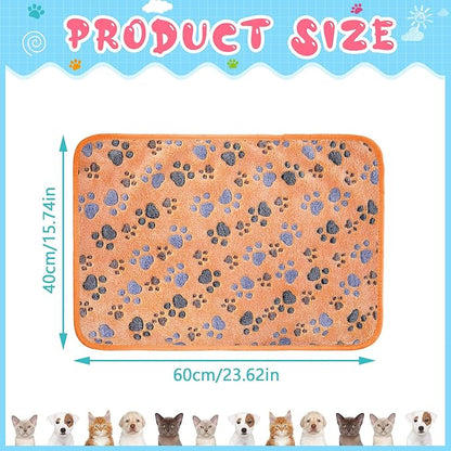 Tatuo 4 Pack Fleece Dog Blankets for Puppy Cats Multi-Size Sleep Mat for Pet Guinea Pig Soft Washable Warm Crate Bed Puppy Teething Toys Print Pattern Blanket Indoor(Coffee,24 x 16 Inch,Paw)