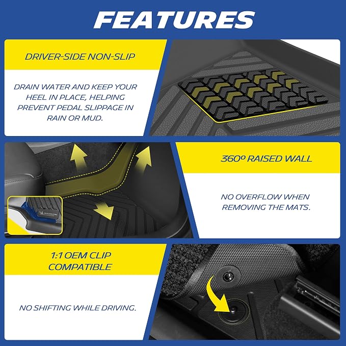 Michelin Vehicle Mats, Premier Series All-Weather TPE Custom Fit Liner for Honda Civic Sedan Hatchback Si (Include Sport) 2022-2026/Acura Integra 2023-2026 Floor Mats(3 Piece), Not Fit Hybrid