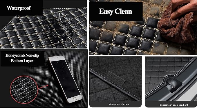 One-of-a-Kind Custom Car Floor Mats – Personalized Text + Image Printing, Premium Leather All-Weather Protection Fit 99% of Vehicles - Coffee