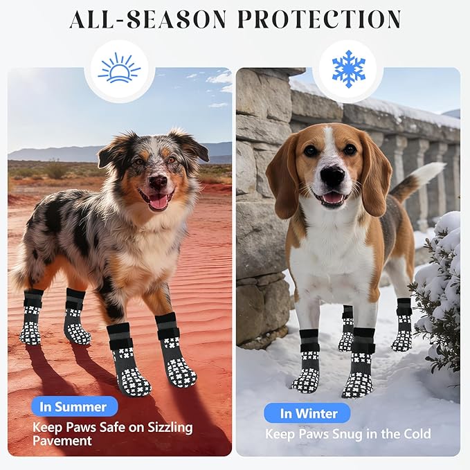 Non-Slip Dog Socks for Hardwood Floors Anti Slip Double-Sided Grippy Socks for Senior Dogs to Prevent Licking Paws, Scratching & Hot Pavement Premium Dog Paw Protector with Grippers Grey XXL