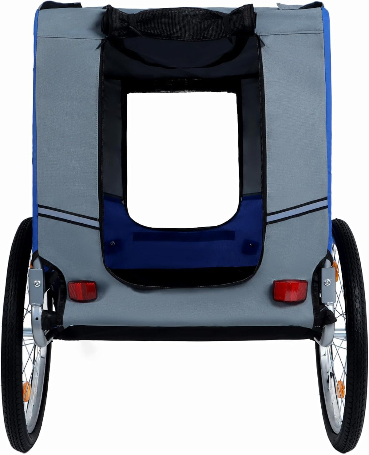 Blue-Grey Large Folding Bike Trailer for Dogs – Heavy-Duty Steel Frame, 66LB Capacity Pet Carrier for All-Terrain Cycling, Jogging & Camping Adventures!