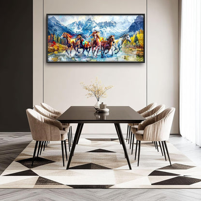 Horse Large Wall Art Running Horses Pictures Colorful Horse Mountain Landscape Wall Decor Wild Animal Nature Canvas Print Painting Artwork for Bathroom Living Room Bedroom 60L" x 30W"