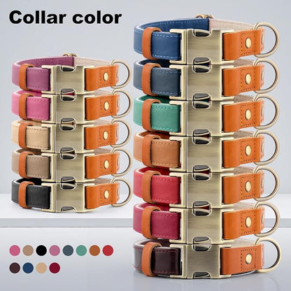 Plutus Pet Genuine Leather & Hemp Dog Collar – Adjustable Heavy Duty Pet Collar with Quick Release Metal Buckle, Soft & Stylish for Puppy and Small, Medium, Large Dogs (Copper Brown, L)
