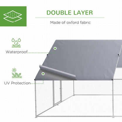 Large Chicken Coop Metal Chicken Run for Chickens with Waterproof and Anti-UV Cover, Spire Shaped Walk in Fence Cage Hen House for Outdoor and Yard Farm Use, 1.3" Dia, 9.8 x 26.2 x 6.4