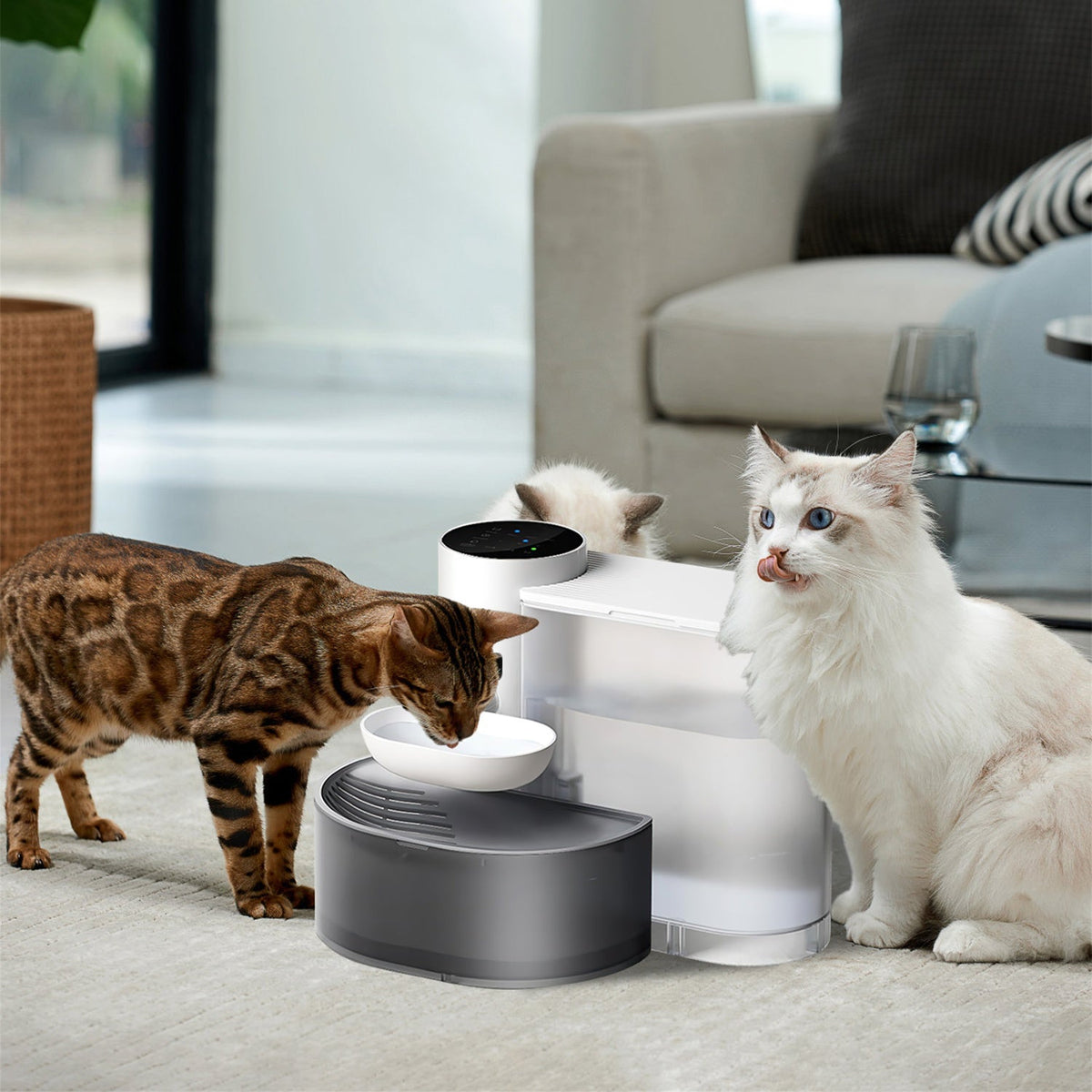 1Pc Smart Pet Water Fountain Automatic Cat Water Dispenser 3L Cordless Rechargeable Dog Water Fountain Self-Refill With 3 Adjustable Volume 3 Time Intervals Touch Control