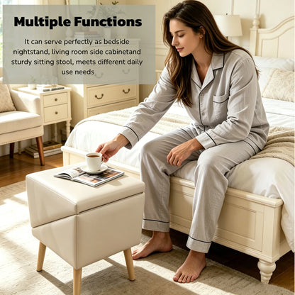 2-in-1 Dog Stairs for Bed and Couch 18.89" Foldable Dog Ramp for Couch 4 Pet Steps  & Ottoman for Small Dogs, Beige