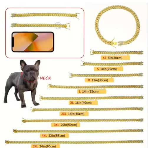 US LOCAL STOCK Hiphoppet Beautiful Hot Sale Luxury Alloy Dog Chain Sparkling Diamond Secure Metal Chain Choker For Dogs And Cats