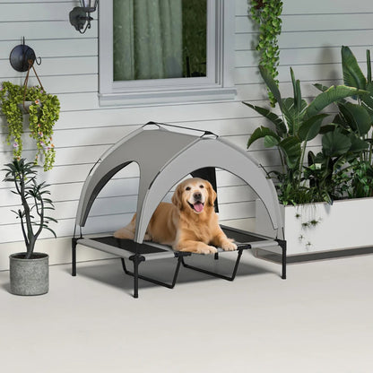 Elevated Dog Bed With Canopy, Raised Outdoor Pet Bed For Camping With Washable Breathable Mesh