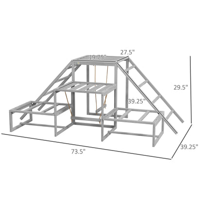 Chicken Roost Toys for Chickens Hens, Coop Accessories with Wood Stand, Ladder Platforms, for 10-15 Chickens