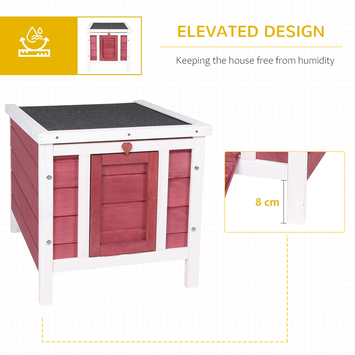 Small Wooden Rabbit Hutch Bunny Cage Guinea Pig Cage Duck House Dog House with Openable & Waterproof Roof, for Rabbits, Chickens, Ducks, Red
