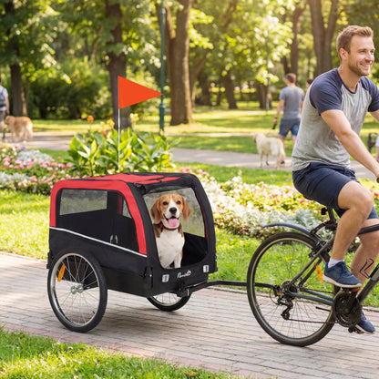 Dog Bike Trailer, Pet Cart Bicycle Carrier with 20" Air Tires, Quick-Release Wheels, Reflectors, Flag