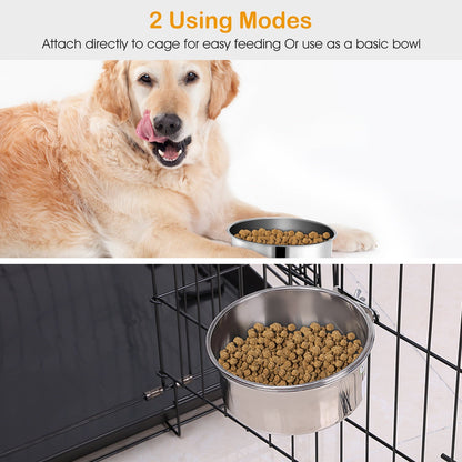 1Pc M Size Stainless Steel Dog Bowl Pets Hanging Food Bowl Detachable Pet Cage Food Water Bowl With Clamp Holder