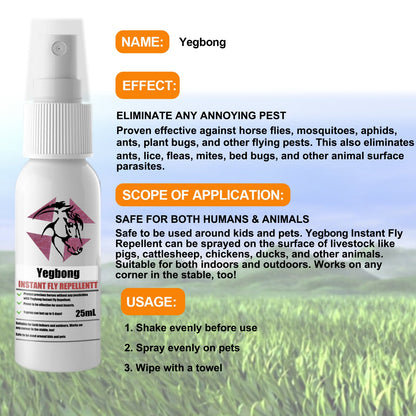 Pet Instant Fly & Pest Repellent Spray 25ml, Kills Fleas, Ticks, Flea Eggs, Safe For Dogs, Cats & Horses