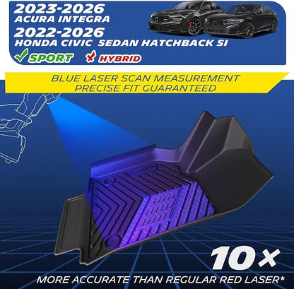 Michelin Vehicle Mats, Premier Series All-Weather TPE Custom Fit Liner for Honda Civic Sedan Hatchback Si (Include Sport) 2022-2026/Acura Integra 2023-2026 Floor Mats(3 Piece), Not Fit Hybrid