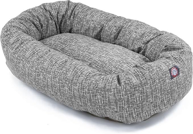 Majestic Pet Bagel Calming Dog Bed, 40 in Large, Round, Washable, Lt. Black | Cozy Soft Fluffy Donut Pet Bed with Spine Support for Head Rest – Anti-Anxiety Comfort for Puppies & Dogs, 40x29x9 Inches