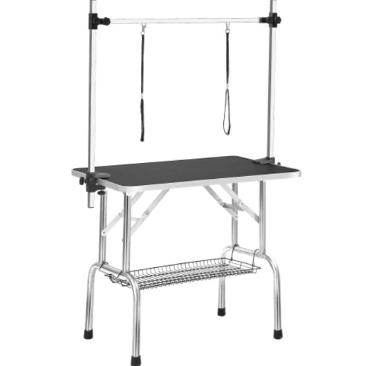 Professional Dog Pet Grooming Table Large Adjustable Heavy Duty Portable With Armrests And Lasso & Grid Tray