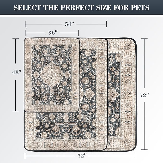 Thicken Washable Pee Pads for Dogs, Super Absorbent & Quick Dry, 54"x72" Reusable Dog Pads, Non-Slip, Multi-Purpose, Dark Navy Polyester