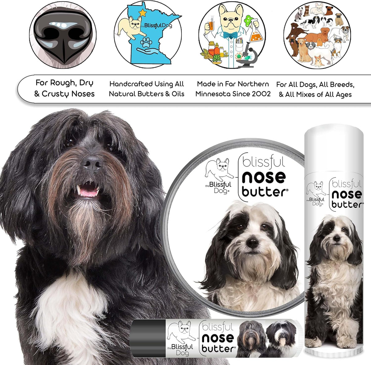 The Blissful Dog Tibetan Terrier Unscented Nose Butter - Dog Nose Butter, 2 Ounce