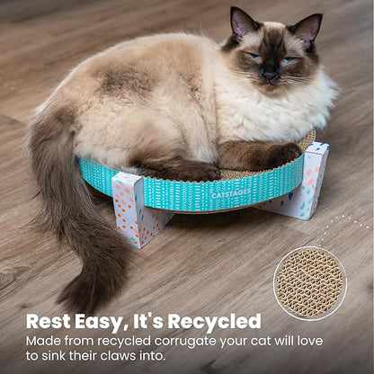 Catstages Scratch, Snuggle & Rest – 2‑in‑1 Indoor Cat Scratcher & Elevated Cat Lounger, Catnip Included