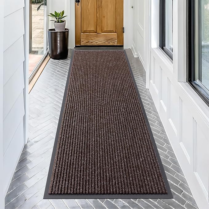 OLANLY Front Door Mat Indoor Outdoor Entrance, Waterproof Heavy Duty Doormat, Fade Resistant, Low Profile, Easy Clean Patio Porch Welcome Floor Mats for Entry, 71x23, Tan