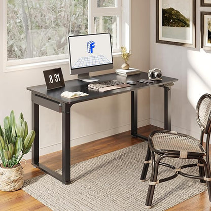 FLEXISPOT 4 Legs Standing Desk 55 x 28 Inch Electric Adjustable Height with Splice Board Home Office Sit Stand Up Desk, Black Top + Black Frame