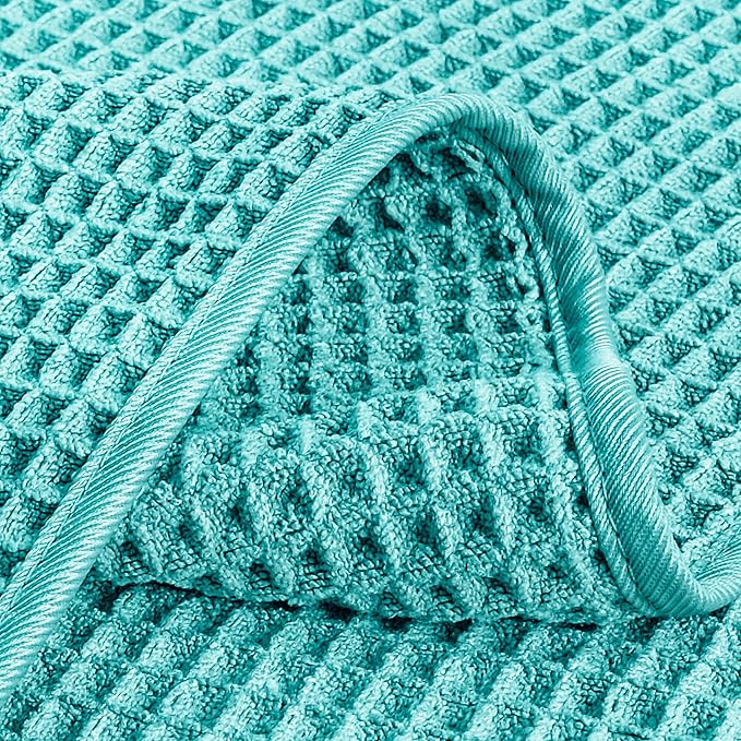 POLYTE 430 GSM Microfiber Lint Free Hand Towel, 16 x 30 in, 4 Pack (Waffle Weave)
