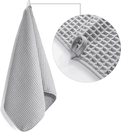 POLYTE 430 GSM Microfiber Lint Free Hand Towel, 16 x 30 in, 4 Pack (Waffle Weave)