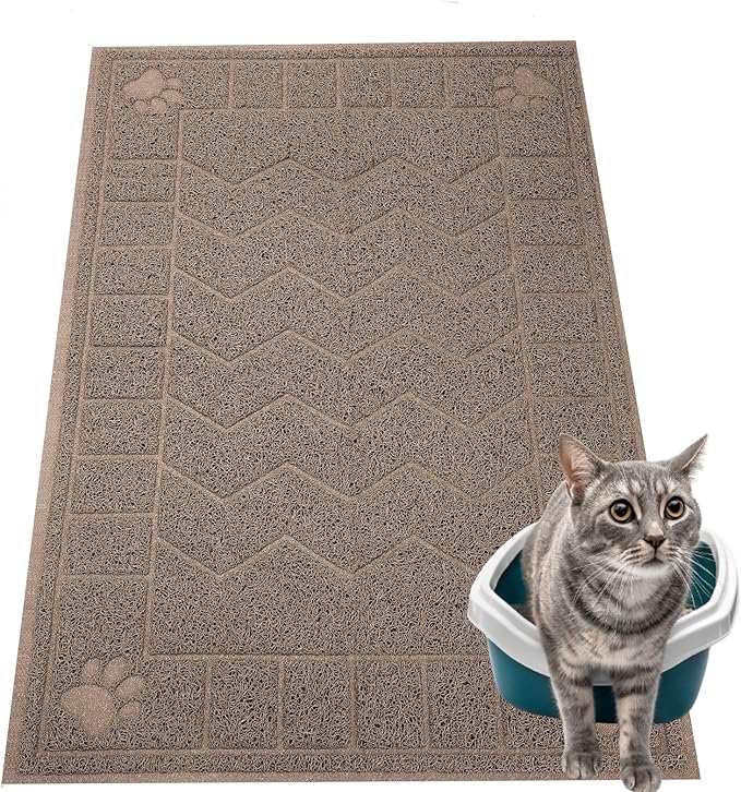 Cat Litter Mat, Litter Trapping Mat Soft on Kitty Paws, 35" x 24" Kitten Litter Box Mat for Cleaner Floors, Waterproof, Easy Clean, Durable Large Size Cat Litter Pad for Kitten.