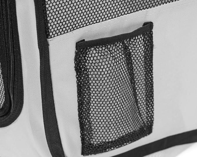 Pawer 45”×24” 8-Panel Foldable Pet Playpen, Orange+Grey, Personalize Embroidery Extra Fabric Piece Available, for Cat/Dog/Puppy, 600D Oxford Cloth Portable Indoor & Outdoor Kennel with Carry Bag