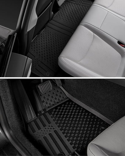 3W Tesla Model Y Juniper Floor Mats(Not for Standard), Front Rear Cargo Liner & Seatback Protector, Custom Fit 2025 2026 Model Y Accessories, TPE All Weather Odorless Non-Slip