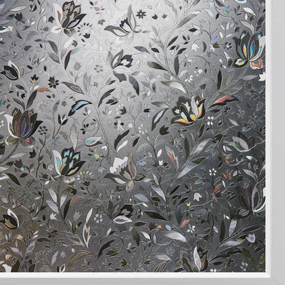 Kromapolis Window Film, Window Privacy Film Frosted, Vinyl Glass Covering, Stained Glass Decorative Film, Static Window Clings, Non-Adhesive (Grayish Black, 35.4 x 157.4 inch)
