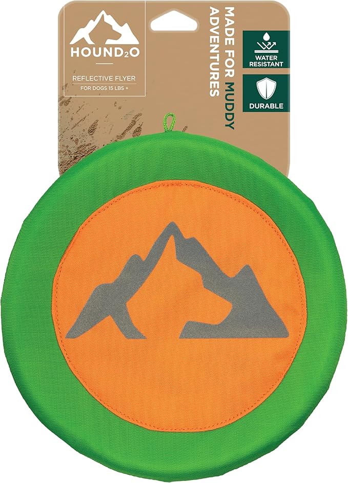 Playology Hound2O Dog Toys | Reflective Flyer Toy Frisbee for Dogs | Orange Outdoor Toy - Easy to Clean and Made from Non Toxic Materials