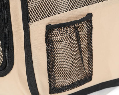 Pawer 45”×24” 8-Panel Foldable Pet Playpen, Hot Pink+Beige, Personalize Embroidery Extra Fabric Piece Available, for Cat/Dog/Puppy, 600D Oxford Cloth Portable Indoor & Outdoor Kennel with Carry Bag
