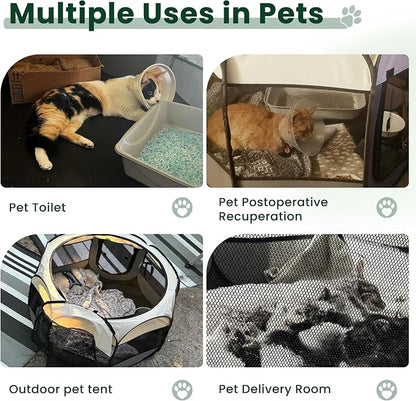 Love's cabin Pet Puppy Dog Playpen, Small Dog Tent Crates Cage Indoor/Outdoor, Portable Playpen for Cat, Foldable Pop Up Dog Kennel Playpen with Carring Case, Removable Zipper Top, Dark Grey