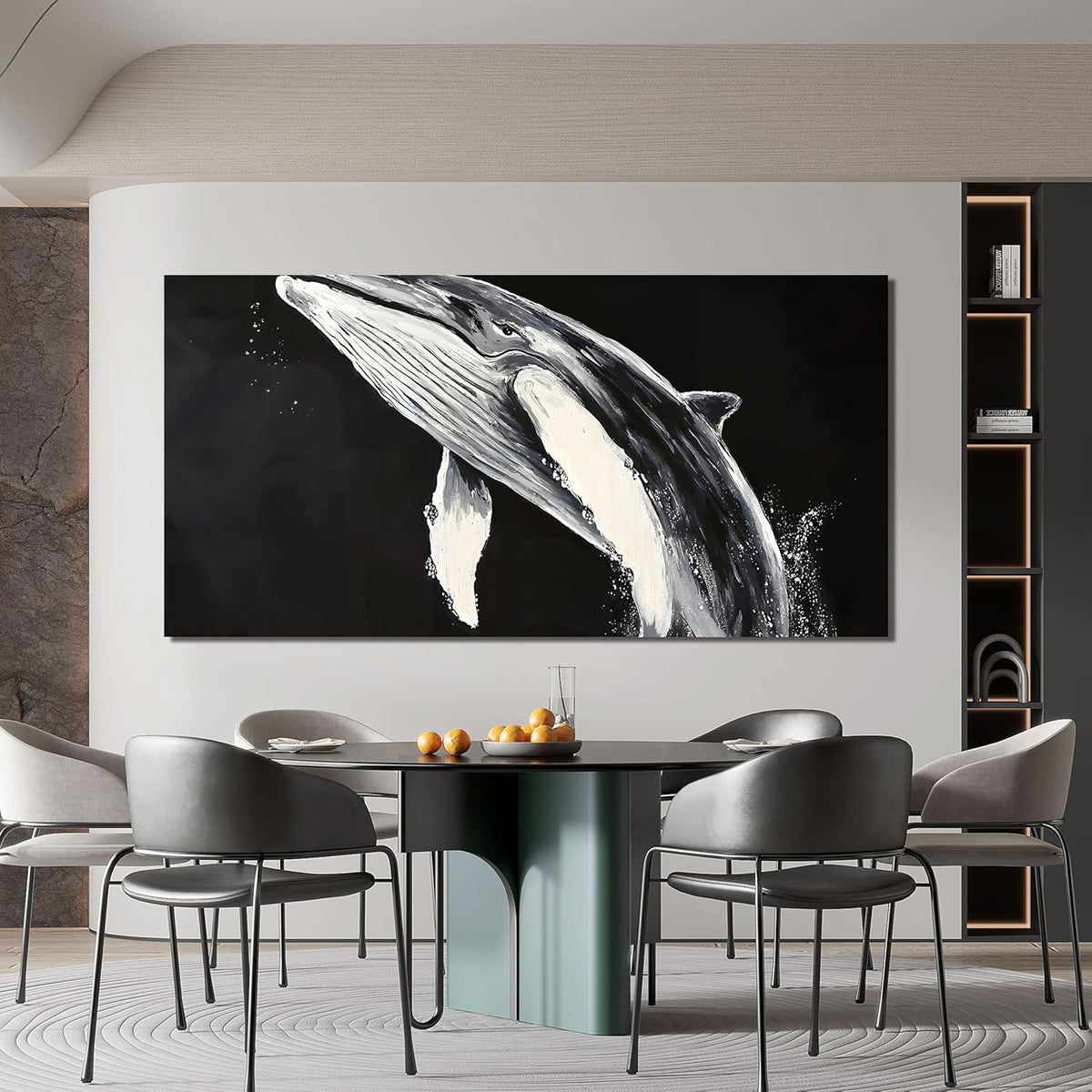 Canvas Wall Art Decor Black and White Wall Art Prints Large Modern Wall Art for Living Room Large Canvas Art Wall Decor Minimalist Whales Decorations Artwork for Walls Bedroom Office Decor 24" X 48"