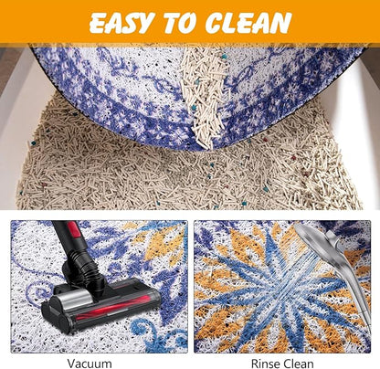 Cat Litter Mat, 28x20 in Litters Box Mat Waterproof Non-Slip Easy to Clean Washable Trapping Mat for Kitty