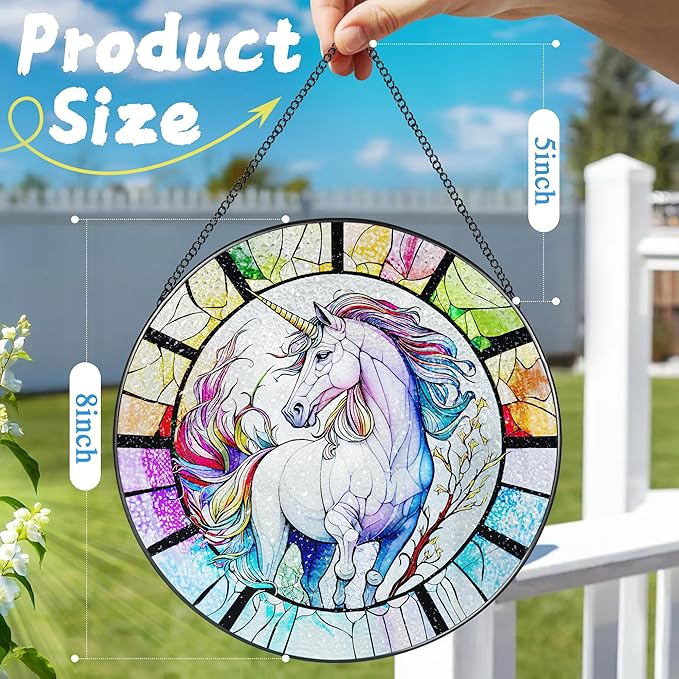 Stained Glass Window Hanging, Stained Glass Suncatcher, Unicorn Sun Catcher, Window Decor, Unicorn Gift, Gifts for Mothers Day, Christmas or Birthday Gift, Gifts for Her Mom Grandmother Daughter