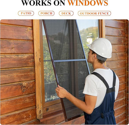 MAGZO Pet Proof Window&Door Screen Replacement Mesh, 35" W x 86" L, Best Vinyl Coated Polyester Dog Cat Protector Heavy Duty, Net Netting Curtain Wire Roll Repair Kit for Patio/Porch/Sliding, Black
