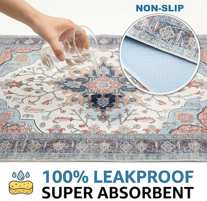 Washable Pee Pads for Dogs,Great Urine Absorbent Reusable Puppy Training Pads,Waterproof,Leak-Proof & Non-Slip Potty Pads for Whelping,Crate,Playpen,Bed.(Blue Floral,48"x48")