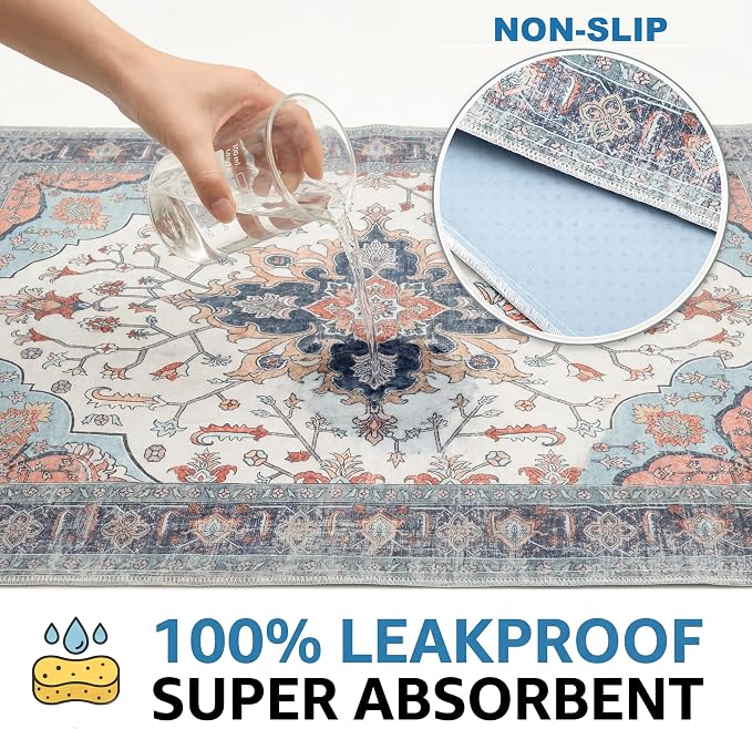 Washable Pee Pads for Dogs,Great Urine Absorbent Reusable Puppy Training Pads,Waterproof,Leak-Proof & Non-Slip Potty Pads for Whelping,Crate,Playpen,Bed.(Blue Floral,54"x54")