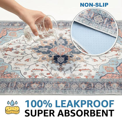 Washable Pee Pads for Dogs,Great Urine Absorbent Reusable Puppy Training Pads,Waterproof,Leak-Proof & Non-Slip Potty Pads for Whelping,Crate,Playpen,Bed.(Blue Floral,54"x54")