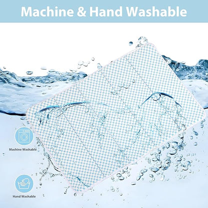 Cooling Dog Mat Q-Max>0.5 - Rapid Cooling Tech, Thin Breathable Crate Pad, Portable Washable Summer Mat, Chill Soothing Fabric - 35"x23" Large Dog, Blue